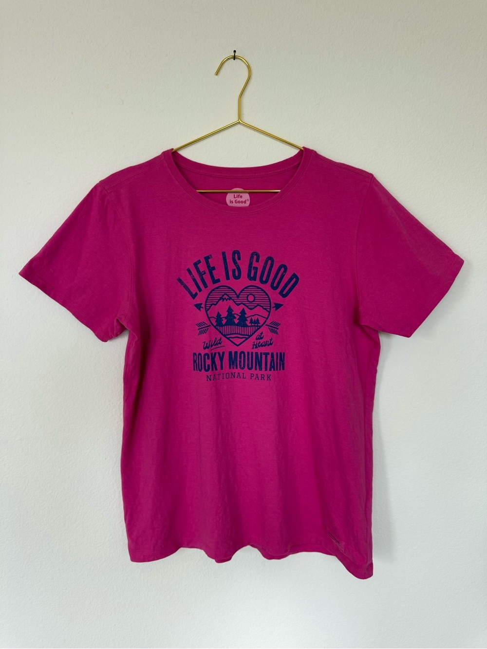 Life is Good Rocky Mountain National Park Pink Tee L